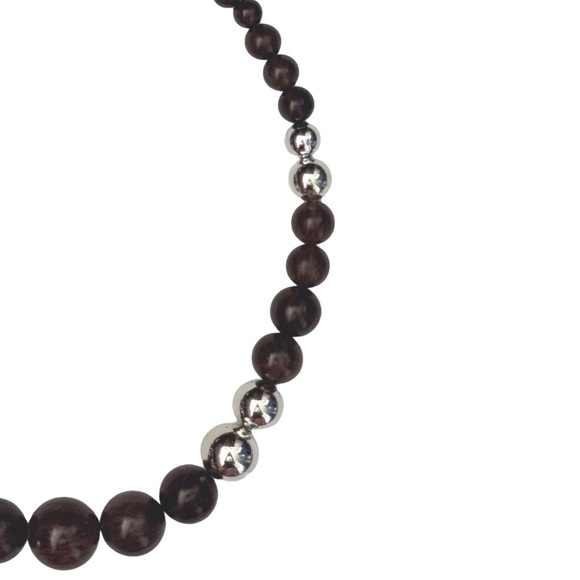 ANTHROPOLOGIE • Wooden Bead Bohemian Hippie Beach Collar Layered Necklace - Picture 3 of 5